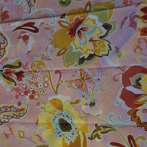 Lovely Pink & Multicolor Floral Fabric Remnant  30" by 35"